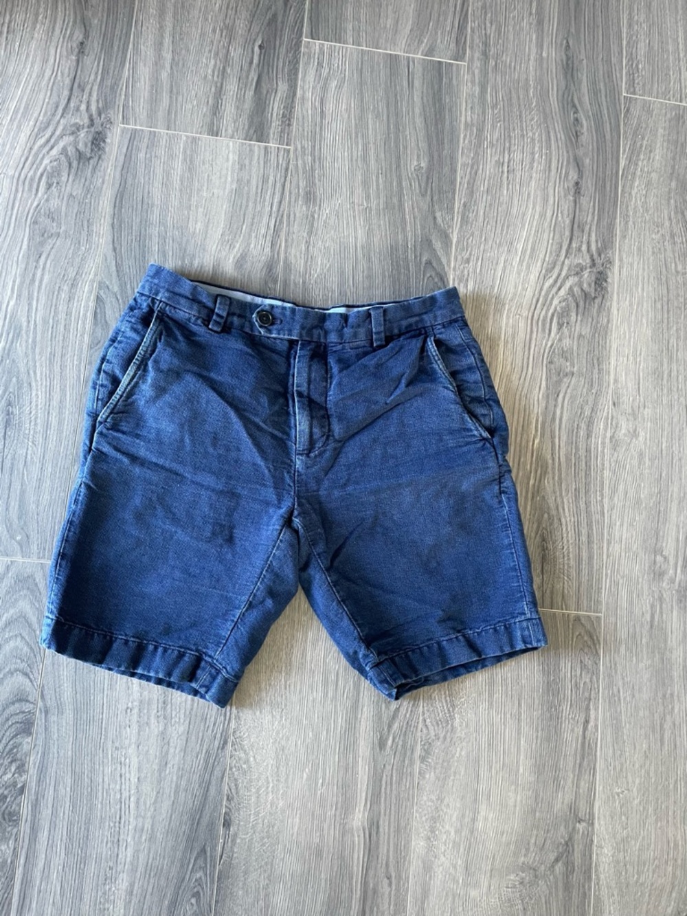 Brooks Brother Bermuda Shorts Indigo Blue Mens Size 30x8.5 Linen Cotton Blend